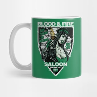 "BLOOD & FIRE SALOON" GREEN Mug